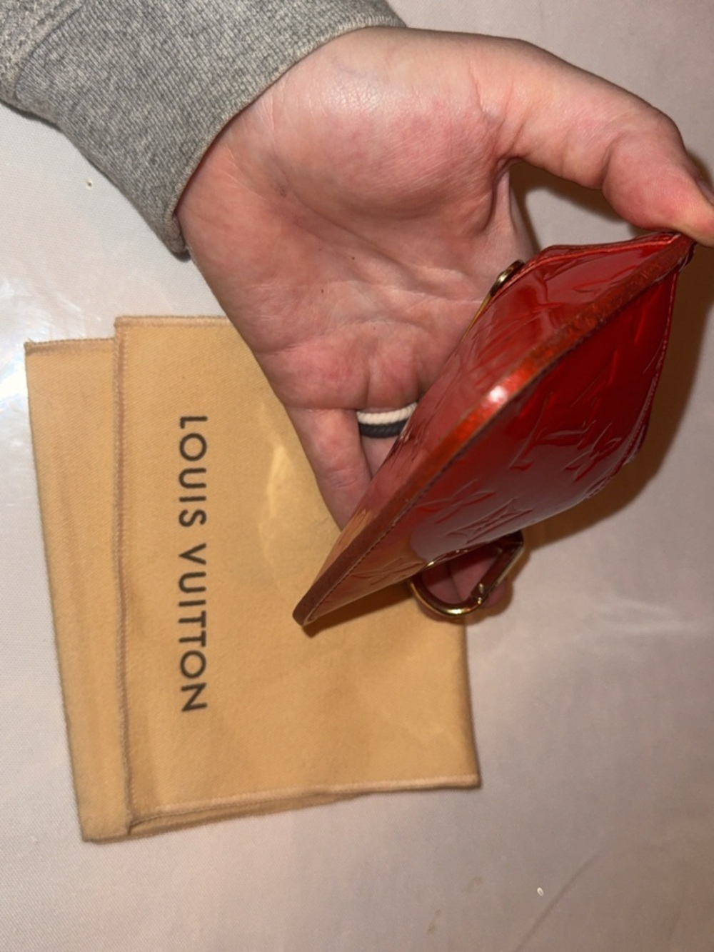 Louis Vuitton Red Vernis Key Pouch with Gold Hardware - Picture 3 of 3